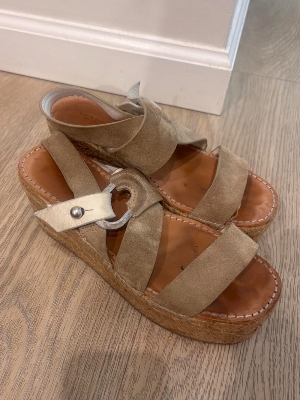 rag & bone Suede Espadrille Platform Sandals in Taupe